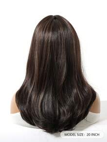 Tóc giả màu nâu thanh lịch dài 20 inch, có mái, làm từ chất liệu tổng hợp tự nhiên, chịu nhiệt, kiểu sóng xoăn, độ dài trung bình, thích hợp cho nữ sử dụng hàng ngày. - màu nâu - Xem 4