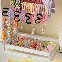 1pc 2-Tier Desktop Scrunchie Organizer, Space-Saving Hair Accessory Storage Box, Hair Hoop & Scrunchie Display Rack, Suitable For Baby Room Storage - Multicolor - View 7