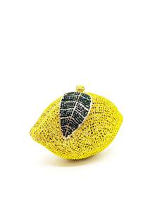Super Mini Lemon Shape Rhinestone Evening Bag For Bridal Luxury Diamond Clutch Purses Wedding Party Crystal Handbags Prom Pouch - Yellow - View 5