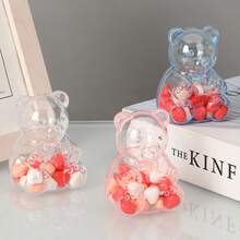 1pc Transparent Candy Boxes, Bear Shaped Detachable Containers With Lids, Suitable For Wedding, Birthday, Christmas, Halloween, Easter, Gender Reveal Party, Candy, Cake, Chocolate Display - Multicolor - View 6