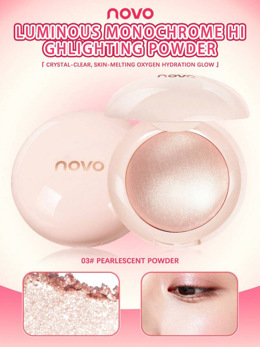 NOVO 细腻闪亮高光粉，珠光闪耀，亲肤提亮肤色，持久闪亮，适合日常妆容、派对、音乐节、庆典、节日、新年、秋冬季节，超值之选 - 03#珠光粉 - 查看 1
