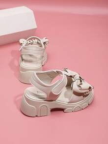 高跟花卉儿童凉鞋，舒适休闲时尚女童凉鞋，夏季 - 米色 - 查看 6