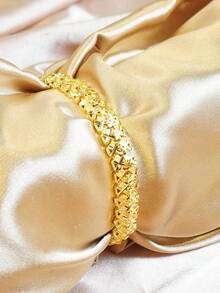 24K镀金铜阿拉伯风格心形手链，女士休闲配饰，感恩节礼物 - 金黃色 - 查看 5