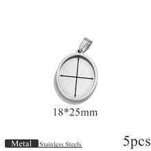 5 Pieces Of Stainless Steel 18K Gold-Plated Oval Pendant Trays, Blank Bases For Embedding Convex Round Beads, Home Craft DIY Embossed Pendant Jewelry, Jewelry Making Materials - Silver - View 9