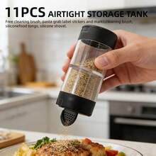 11-Piece Glass Jar Combination Set, 2 Piece: 1135ml (38 Ounces), 2 Pieces 850ml (28.5 Ounces), 2 Pieces 495ml (16.8 Ounces), Wide-Mouth Transparent Glass Food Storage Containers, Which Can Be Used To Store Coffee Beans, Noodles, Nuts And Other Glass Kitchen Utensils; Glass Jar With Labels, Stickers, Pens, Rose Gold Spoons. Good Gifts - Bộ 11 món - Xem 4