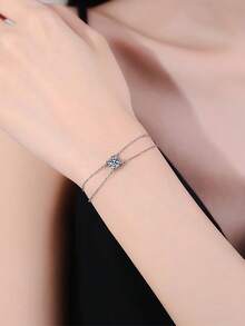 BLOVEMEE 1pc Luxury 925 Sterling Silver 1 Carat 6.5mm Moissanite Women's Bracelet, Suitable For Daily Wear, Party, Vacation, Birthday, Valentine's Day, Mother's Day, Christmas, Thanksgiving, Women's Jewelry Gift