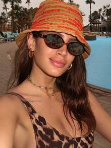 1 Pair Retro Oval Small Frame Fashion Glasses, Unisex Stylish High-End Casual - Multicolor - View 5