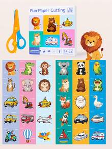 1 Conjunto Exercício de Recorte de Papel Divertido para Crianças, Brinquedo Educativo de Treinamento de Coordenação Olho-Mão para Bebês, Cartões Educativos de Aprendizagem Precoce - Multicolorido - Visão 10