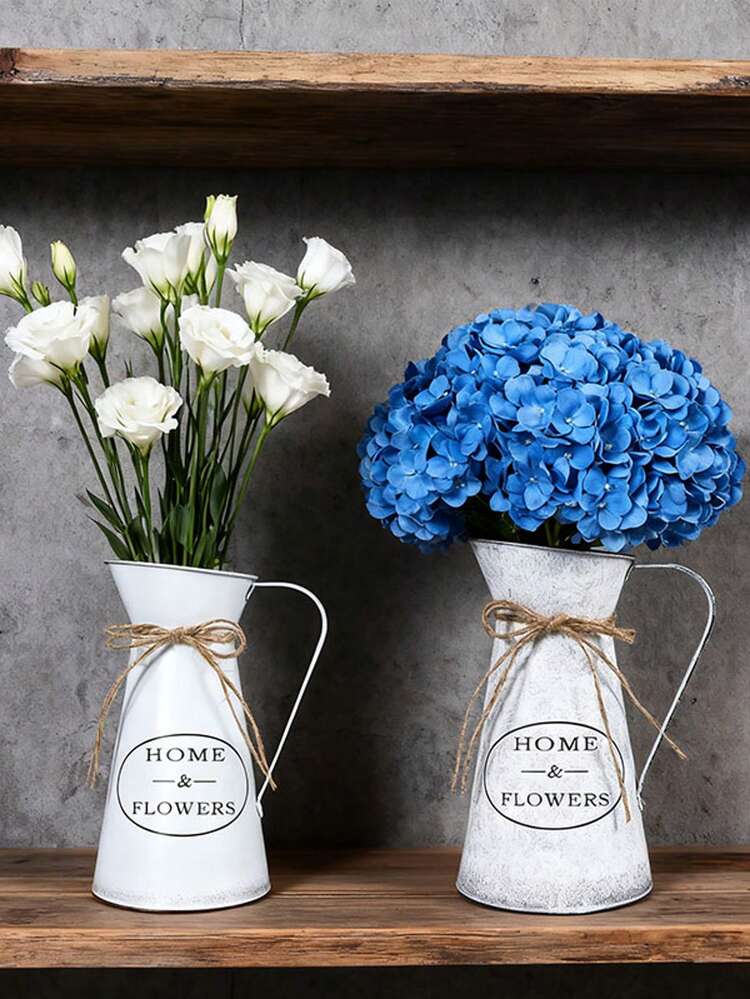 Macetas y jarrones de hierro forjado retro con asas, jarrones decorativos para flores con cuerdas de cáñamo, adornos de escritorio para el hogar, mesas de comedor y sala de estar, decoración de estilo campestre suave, contenedores para arreglos florales, adecuados para diversos estilos de arte floral - cafetera - Añade 2