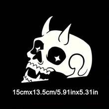 恶魔骷髅偷窥狂汽车贴纸 - 卡通奇幻乙烯基贴纸，带星星点缀，自粘防水贴纸，适用于汽车车窗、保险杠、油底壳盖 - 半哑光表面，不规则形状，适用于塑料/木材/玻璃/金属表面，车辆装饰 | 卡通骷髅设计 | 耐用乙烯基材料 - A - 查看 8