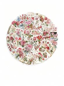 50pcs/Pack Transparent Floral Theme Stickers, Combination Of Roses And Letters, Suitable For Scrapbooking DIY, Planner, Sticker Album, Water Bottle, Notebook, Tablet, Luggage, Back To School Rewards, Etc. - Multicolor - View 12