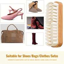 2pcs Suede Brush And Eraser, 2025 New Suede Brush And Eraser, Soft Suede Shoe Brush Cleaner, Suede Cleaning Brush, Suitable For Shoes, Bags, Jackets, Wallets, Sofas, With Wooden Handle, Can Remove Stains - Multicolor - View 2