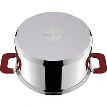 3-Piece Stainless Steel Space Saving Induction Cookware Set - Casserole With Stackable Lid Soft Touch Handle - 16/20/24 Cm 14.56 Inches - Stainless Steel - View 3