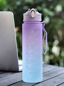 1 pieza Botella de agua de plástico de gran capacidad de 280ml/750ml/2000ml, con color degradado, acabado mate, botella de agua deportiva portátil - Multicolor - Ver 10