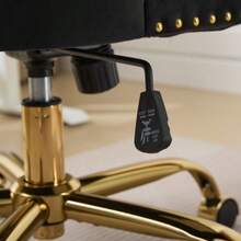 Home Office Chair,Modern Velvet Upholstered Tufted Button Home Office Chair With Golden Metal Base,Adjustable Desk Chair Swivel Office Chair (Black),DE1923BK