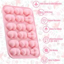 18-Cavity Silicone Butt Shaped Mold, 6 Designs, Non-Stick Baking Mold For Making Candies, Ice Cubes, Chocolates, Puddings, Pink - Multicolor - View 5