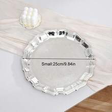 压花金属托盘，复古风格圆形装饰托盘，节日派对餐盘，聚会祝福仪式自制餐具，化妆品和珠宝收纳碟 - 銀色 - 查看 4