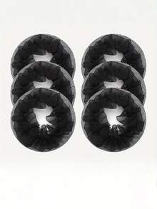 6个装黑色蕾丝儿童发网，芭蕾舞考试升级发髻罩，弹性发网 - 彩色 - 查看 6