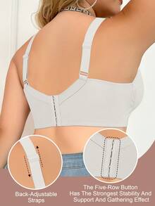 mimilemon Bra Tanpa Jahitan Berkawat Warna Putih untuk Wanita Ukuran Plus, Sederhana & Bernapas, Mengangkat & Menopang - Putih - View 3