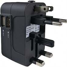 通用旅行适配器，配备 USB-C、GaN PD3.0 Type-C 和 USB-A 快速充电端口，电源转换器，墙式充电器，AC 插头适配器，适用于美国、欧盟、英国、澳大利亚 - 彩色 - 查看 12