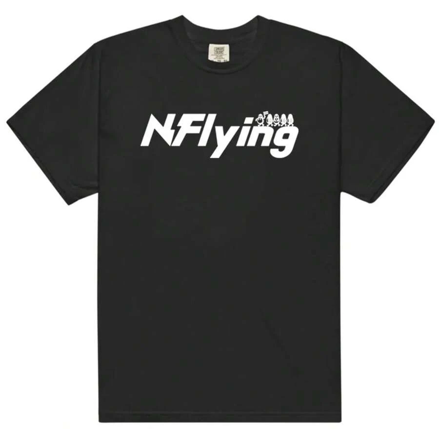 Camisetas de moda N.Flying con estampado, camisetas de algodón sueltas de verano para hombres, cuello redondo, unisex, hip hop, ropa de calle casual para hombres y mujeres - Negro - Ver 1