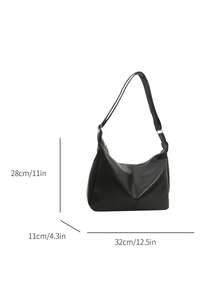 Women's Fashionable Solid Color Casual Minimalist Crossbody Bag, Suitable For Daily Commute, Travel, Shopping, And Strolling - Black - View 5