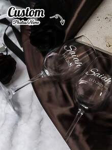 Customizable Wine Glass, Personalized Wedding Glass, Photo & Text Customized, High Borosilicate Glass, Stemmed Highball Glass, White Wine Glass, Red Wine Glass, Face & Name Customized Cup, Bridesmaid Groomsmen Gifts, Wedding Party Essentials - Multicolor - View 6