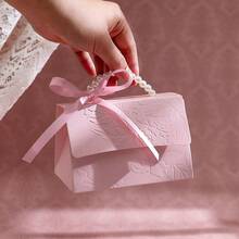 10个粉色珍珠纸礼盒，适合用作婚礼回礼、伴娘礼物、派对礼物，配有丝带，是情人节、新娘送礼会、婴儿送礼会及其他特殊场合的理想礼物。 - 彩色 - 查看 2