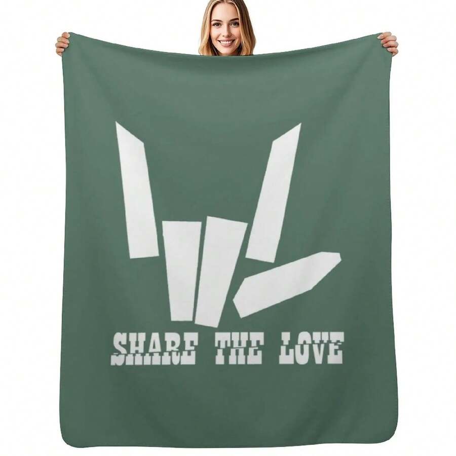 Share The Love Throw Blanket Anime Shaggy Polar Luxury Designer Blankets - Black - View 1