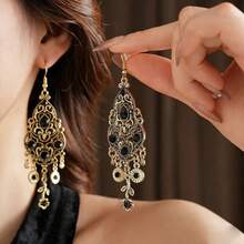 Vintage Exquisite Rhinestone Gourd Flower Tassel Ear Hooks, Lightweight Luxury High-End Niche Earrings For Women - Retro French Style - View 16