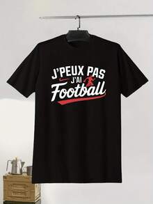 Camiseta deportiva con estampado de fútbol "I Can't Have", camisetas para hombres, camiseta casual de manga corta para el verano - Negro - Ver 1