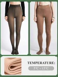 Women's Opaque Thick Warm Leggings, High Waist Elastic Tights, Suitable For Spring, Autumn And Winter - màu đen - Xem 6