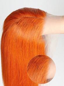 10Inch 180% Density Wear And Go Glueless Wigs Human Blended Hair Pre Plucked Pre Cut13x4 Bone Straight Lace Frontal Wigs Human Blended Hair Wigs For Women No Glue Hd Lace Front Closure Ready To Wear Wigs 180% Density Straight Hair Ginger Orange10-36Inch - S350 - View 5
