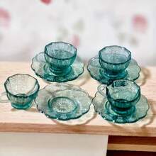 8/4pcs High Transparency Glass-Like Plastic Cup & Saucer Set, Miniature Cup Model, Suitable For Doll House Decor, DIY Accessories, Doll Photography Props - Multicolor - View 8