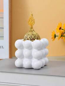 1pc Resin Crafted Gold/White/Black/Magic Cube Shaped Candle Holder, Creative Home Decor Geometric Cube Candle Stand, Valentine's Day Gift - Multicolor - View 12