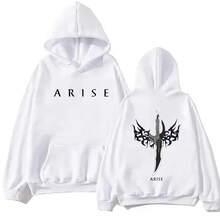 Anime Solo Leveling Hip Hop Men's/Women's Hoodie Retro Gothic Pattern Sportswear Manga Solo Leveling Casual Hoodie Fan Gift - Black - View 9
