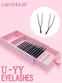 新款浓密U型YY假睫毛 8-15mm混合装 / 8-12mm混合装 / 10-15mm混合装 双层设计 C/D卷度 U型YY假睫毛 超柔软轻盈仿貂毛假睫毛 睫毛嫁接 单根假睫毛