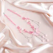 1pc Butterfly Tassel Collarbones Chain, Countryside Style Floral Beaded Necklace - Butterfly Necklace - View 6