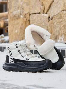 CAMEL CROWN Men's Snow Boots, Winter Warm Graphene Heated Thick Sole Anti-Slip Outdoor Ankle Boots - Black/White - View 5