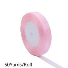 50码透明欧根纱丝带，宽度12-38毫米 - 非常适合DIY礼品包装、发饰、珠宝展示、鲜花包装、礼品包装、蝴蝶结、DIY派对装饰 - 粉色 - 查看 5