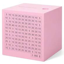S Chenge Money Bank Wooden Cash  Box With $2000 Goal Piggy Bank For And Adults Pink - 45 inch - Xem 7