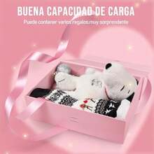 Juego de Cajas de Regalo, Con Caja de Regalo(38x28x12 CM) + Bolsa de Regalo + Cinta + Tarjeta de Felicitacin + Rafia, Perfecto para Navidad, Ao Nuevo, Bodas, Cumpleaos (Rosa) - rosa - Ver 4