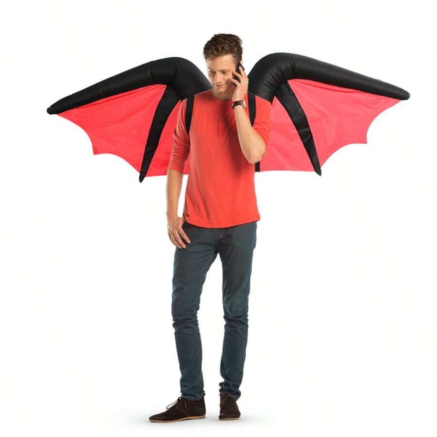 1pc Inflatable Demon Wings Costume, Unisex - Full Body Heart-Themed Fancy Dress, Suitable For Halloween, Carnival, Christmas And Various Events/Parties - Demon Wings - View 1