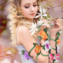 Jeere 2 Pcs Festival Flower Arm Wraps Handmade Women'S Fairy Renaissance Costume Accessories For Adult Woman Festival Cosplay Accessories - đen - Xem 5