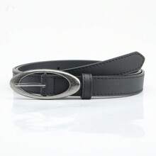 New Oval Ancient Silver Alloy Buckle Belt For Women's Fashionable Personality Casual Versatile Jeans Decorative Belt - 咖啡 - 查看 7