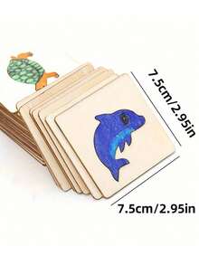 1set Random Style Montessori Wooden Drawing Templates - Creative DIY Painting Stencils For Art Skill Development - Fun Educational Learning Tools, Perfect Gift For Young Artists(Some Parts Are Sent Random) - Multicolor - View 2