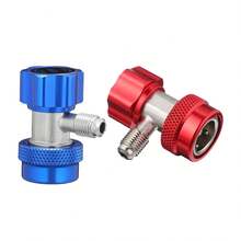 R134a快速接头适配器，可调式R134a适配器快速连接器，用于汽车空调系统充注，高压和低压1/4英寸SAE连接器套装 - A - 查看 4