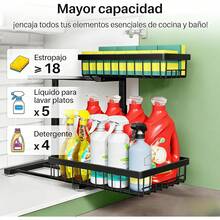 HAWOO Organizador Debajo del Fregadero de 2 Niveles, Prueba de Óxido Organizadores de Gabinetes Deslizantes en Forma de L, Organizador de Fregadero Multiusos para Cajón de Cocina y Baño, 2 Pack - 1 - Ver 3