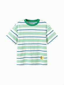 Balabala Unisex Short Sleeve T-Shirt, Classic Round Neck Design, Soft & Comfortable Fabric, Easy Care, Suitable For Summer Wear - Green and White - View 2