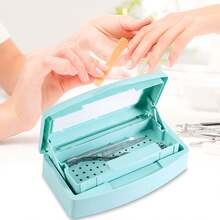 Nail Tool Clean Box Plastic Nail Tray For Alcohol Cleaning Container For Nipper Clipper Cutter Manicure Tools Nail Art Equipment For Salon SPA (Blue) - Blue - View 2